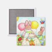 Hase-Bugday-Geburtstagsmagnet Magnet (Vorderseite/Rückseite)
