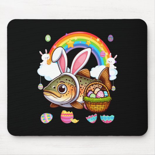 Hase Forelle Fisch Ostern Jagd Eier Bysket Farbgeb Mousepad (Vorne)