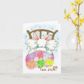 Hase im Bett Sie krank? Karte (Gelbe Blume)