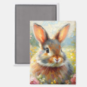 Hase im Blumenfeld  Magnet (Vorderseite/Rückseite)