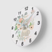 Hase im Busch Runde Wanduhr (Winkel)
