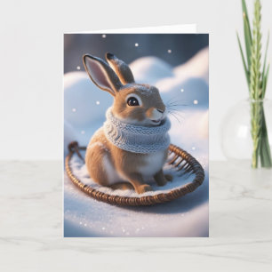 Hase im Schnee  Feiertagskarte