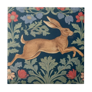Hase im Stil von William Morris, nach rechts gewan Fliese