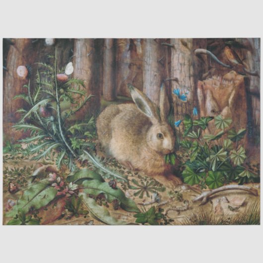 Hase im Wald Kaninchen Dekupage Seidenpapier (Vorderseite)