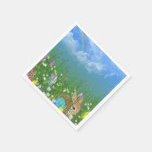 Hase in Blume mit Ostereiern und Regenbogen Serviette (Ecke)