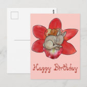 Hase in Blüte Postkarte (Vorne/Hinten)