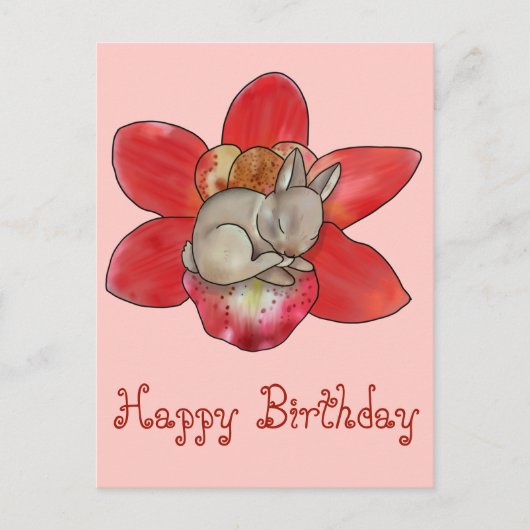 Hase in Blüte Postkarte (Vorderseite)