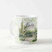 Hase in Brust grüne Blätter floral Kaffeetasse (Vorderseite Links)