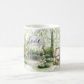 Hase in Brust grüne Blätter floral Kaffeetasse (Mittel)