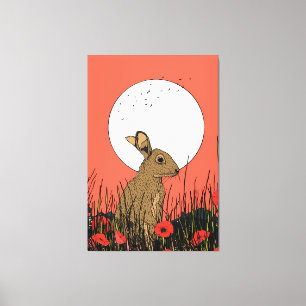 Hase in den Mohnblumen Leinwanddruck