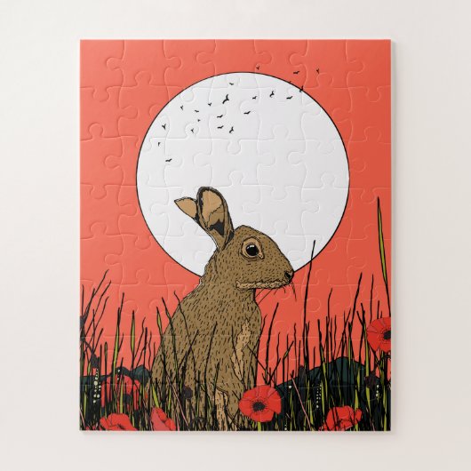 Hase in den Mohnblumen Puzzle (Vertikal)