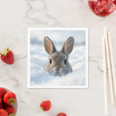 Hase in einer tiefen Schneewehe Serviette (Beispiel)