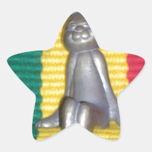 Hase in Rasta-Farben: Ein Hauch von groovy Kunstpr Stern-Aufkleber