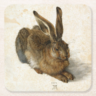 Hase, Kaninchen von Dürer Vintage-Naturkunst aus 1 Rechteckiger Pappuntersetzer