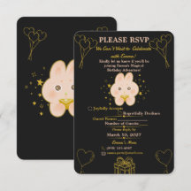 Hase Kinder Geburtstags-RSVP-Karte editierbar