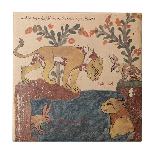 Hase Löwe Indische Renaissance Fabel Ce Fliese (Vorderseite)