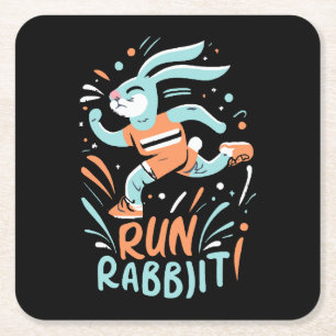 Hase Marathonläufer Bunny süß Rechteckiger Pappuntersetzer