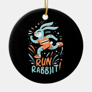Hase Marathonläufer Häschen süß laufen Keramik Ornament