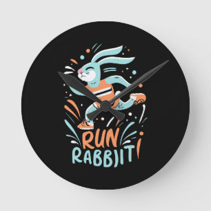 Hase Marathonläufer Häschen süß laufen Runde Wanduhr