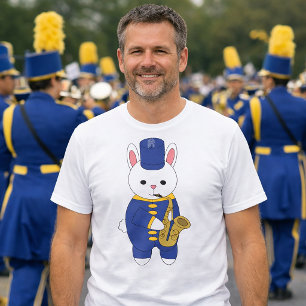 Hase Marschband Saxophon Blau Gold T-Shirt