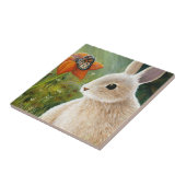 Hase mit 55 Kaninchen und Schmetterling Fliese (Seite)