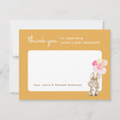 Hase mit Balloons Gelbe Babydusche Dankeskarte (Vorderseite)
