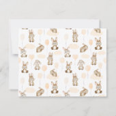 Hase mit Balloons Gelbe Babydusche Dankeskarte (Rückseite)