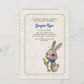 Hase mit Blue Bow Einladung (Vorne/Hinten)