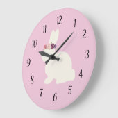 Hase mit Blume Kraut Rosa Dekoration Große Uhr (Winkel)