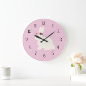 Hase mit Blume Kraut Rosa Dekoration Große Uhr (Zuhause)