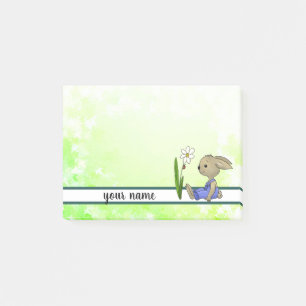 Hase mit Blume, personalisiert Post-it Klebezettel