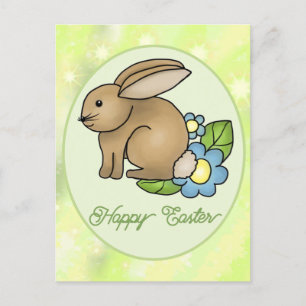 Hase mit Blumen postkarte