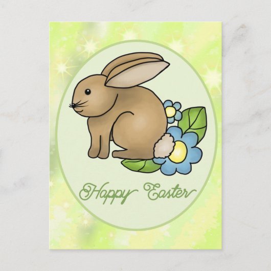 Hase mit Blumen postkarte (Vorderseite)