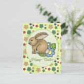 Hase mit Blumen postkarte (Stehend Vorderseite)