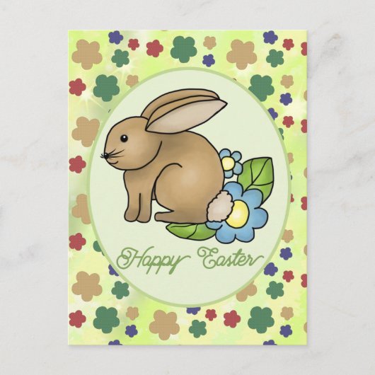 Hase mit Blumen postkarte (Vorderseite)
