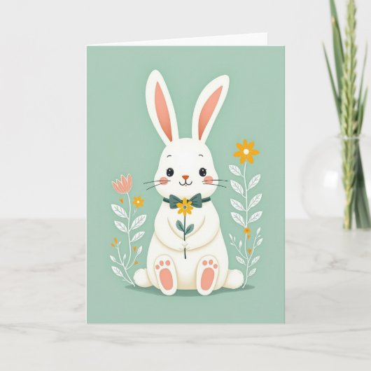 Hase mit Blumenfreund-Karte Karte (Vorderseite)