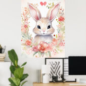 Hase mit Blumenkranz Poster (Heimbüro)
