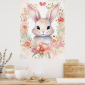 Hase mit Blumenkranz Poster (Küche)