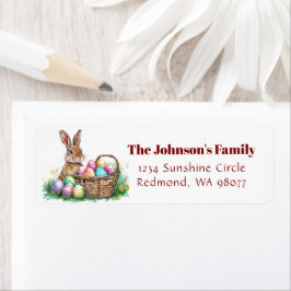 Hase mit dekorativen Eiern I florale Osteradresse