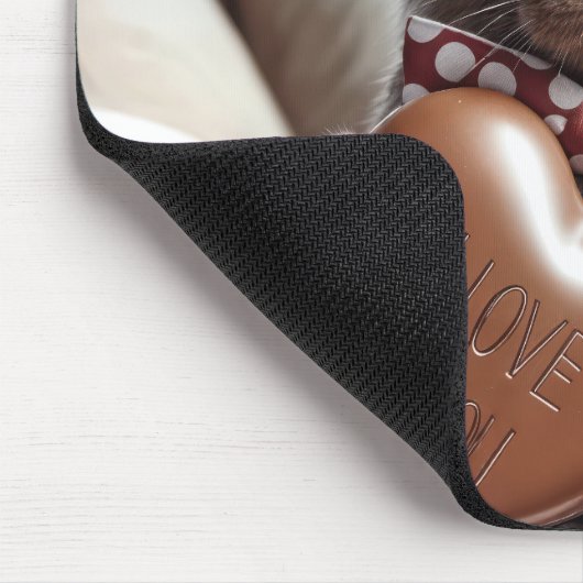 Hase mit I-Liebe Schokolade Herz Mousepad (Ecke)