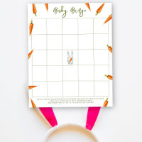 Hase mit Karotten - Baby Dusche Bingo Spiel