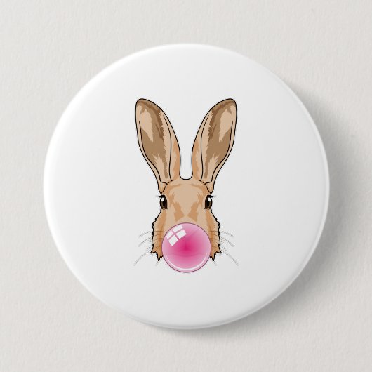 Hase mit Kaugummi Button (Vorderseite)