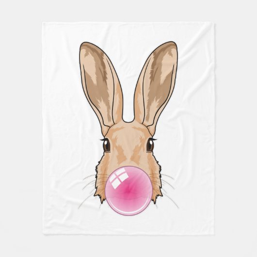 Hase mit Kaugummi Fleecedecke (Vorderseite)