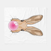 Hase mit Kaugummi Fleecedecke (Vorderseite (Horizontal))