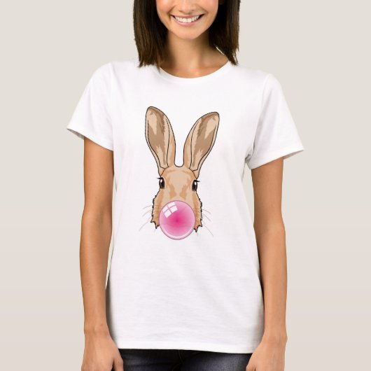 Hase mit Kaugummi T-Shirt (Vorderseite)