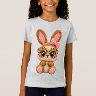 Hase mit Leopardenbrille Faux-Häkelgarn-Kunst T-Shirt