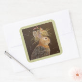 Hase mit Nester-Kardinal-Aufklebern Quadratischer Aufkleber (Umschlag)