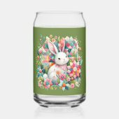 Hase mit Quilt und Blumen Dosenglas (Vorderseite)