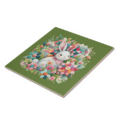 Hase mit Quilt und Blumen Fliese (Seite)