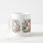 Hase mit Quilt und Blumen Kaffeetasse (Vorderseite Links)